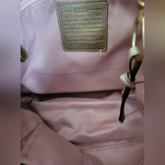 Coach Audrey Gold Metallic Leather Medium Size Tote Soft Pebble Leather Zip Clos - Picture 11 of 13